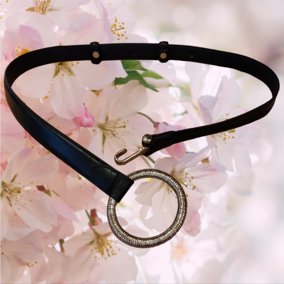 Adjustable Black & Silver Loop Hook Belt Size M/L - Picture 5 of 10